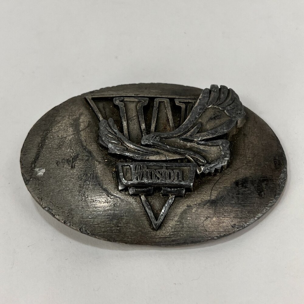 Vtg Winston Cigarettes Belt Buckle Metal Silver Tone Flying Eagle Tobacco USA